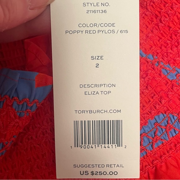 Tory Burch Eliza poppy off the shoulder blouse red floral NWT Size 2 Retail $250 - Picture 4 of 7